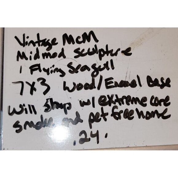 Wooden Resin Seagull Sculpture With Rustic Dock Stand MCM Mid Century - Picture 8 of 8